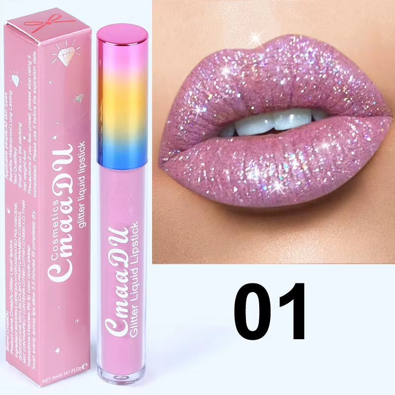 Cmaadu™ Diamond Shine Lip Gloss – Glitter Liquid Lipstick for Stunning Matte Lips