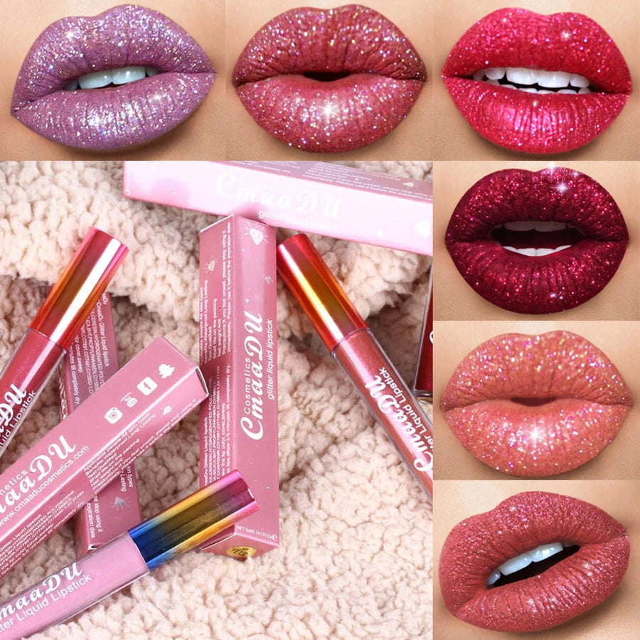 Cmaadu™ Diamond Shine Lip Gloss – Glitter Liquid Lipstick for Stunning Matte Lips