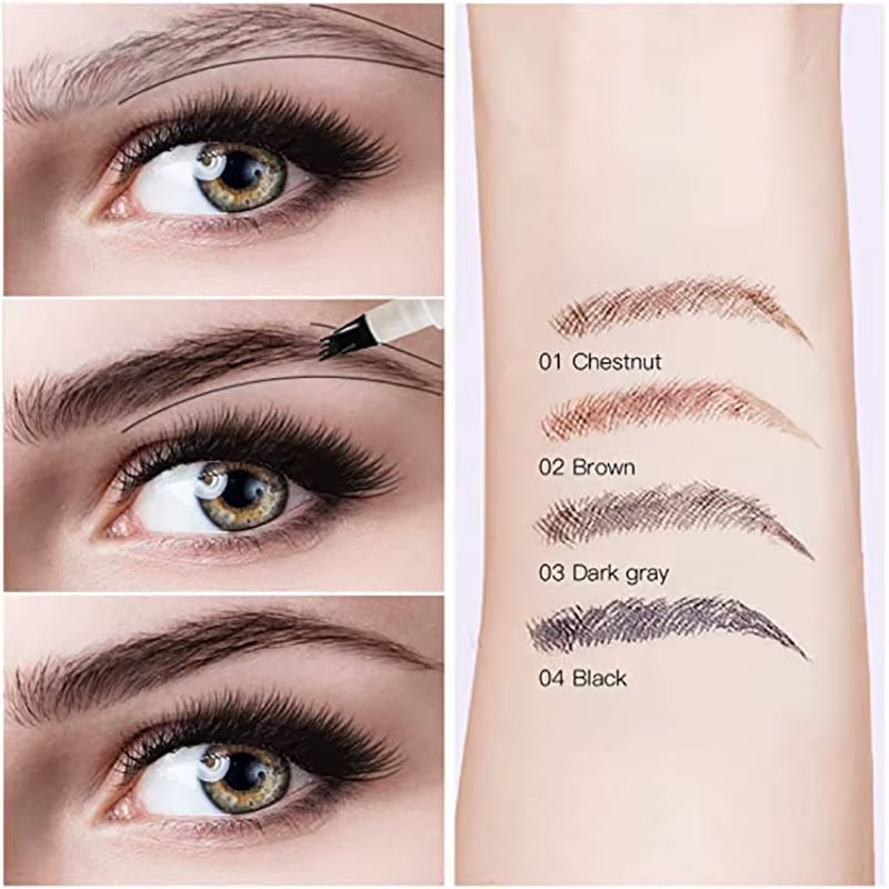 Dark Brown Eyebrow Pencil Microblading Eyebrow Pen Makeup Waterproof 4 Tip Eyebrow Pen Black Liquid Pen Enhancer Cosmetic